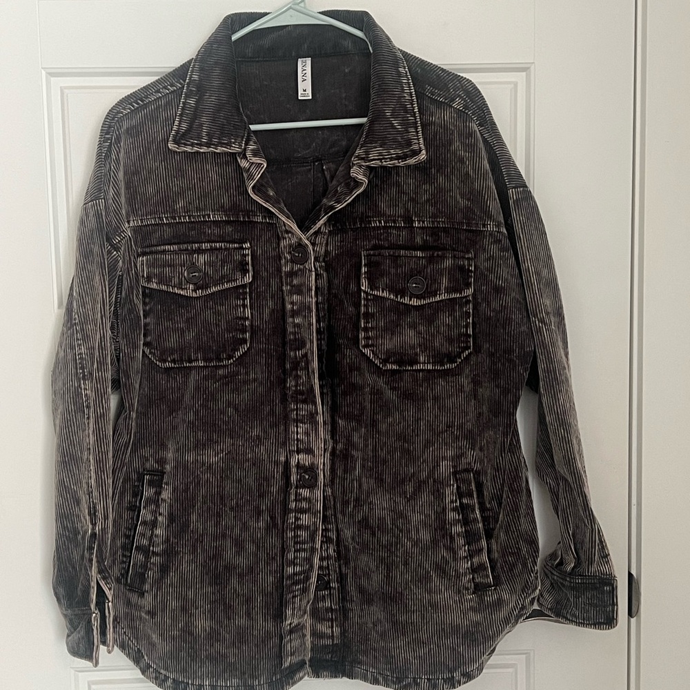 Zenana Outfitters Dark Corduroy Jacket